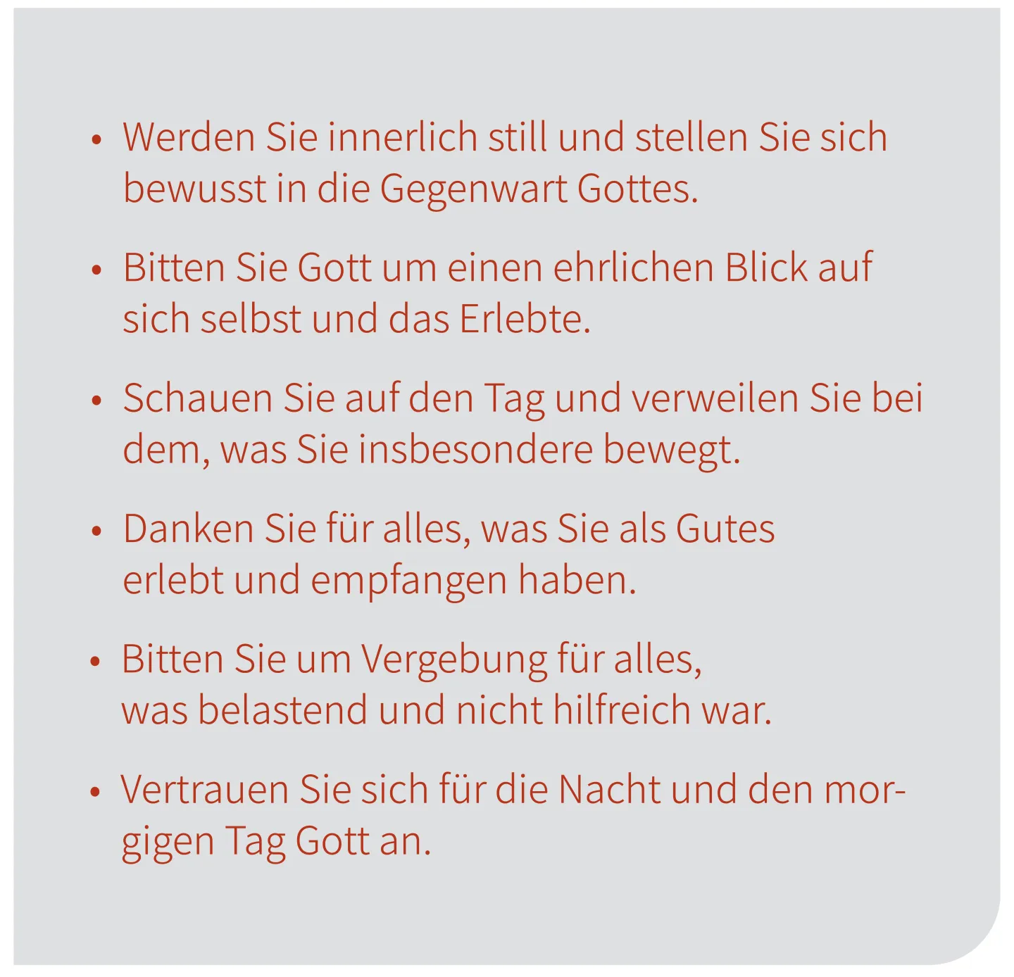 Infografik zum Thema Tagesrückblick Abendgebet